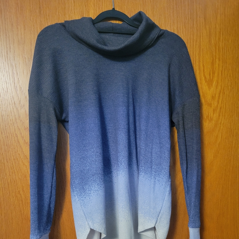 LuLaRoe Blue and White Cowl Neck Sweater